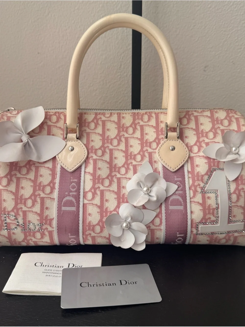 authentic CHRISTIAN DIOR Monogram Girly Boston in Pink.